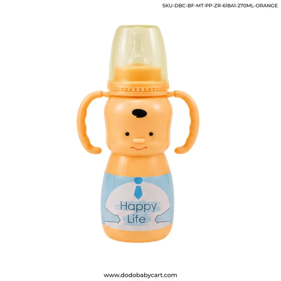 MINITREE Regular Neck Feeding Bottle with Handle, 270 ml — Orange