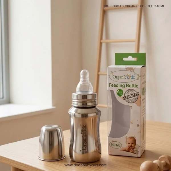 Organic Kidz Stainless Steel Baby Feeding Bottle 240ml
